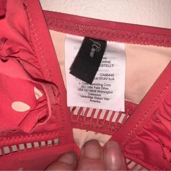 J. Crew Scalloped Ruffle Plunging One-piece Swimsuit Laser-cut Eyelet 4 - Picture 8 of 8